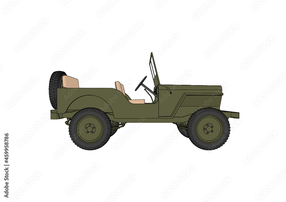Colored Classic 4x4 vehicle with perspective Colored Classic 4x4 vehicle with perspective