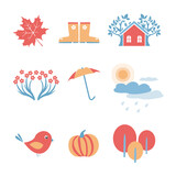 A simple set of icons autumn, icons. Vector graphics. The theme of nature, ecology
