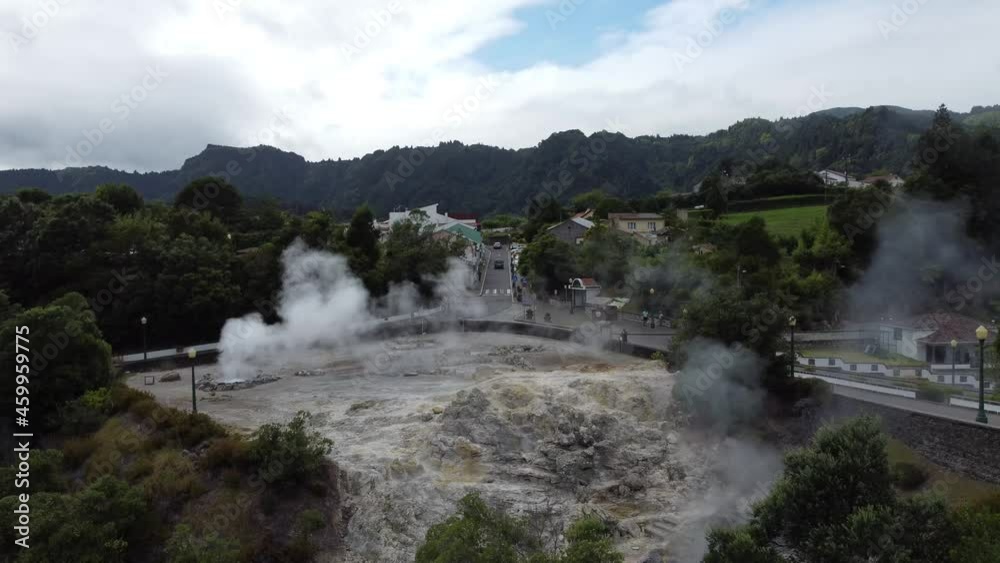 Volcanic geysers on the Portuguese island of Sao Miguel in the Azores, city Furnas, are used to cook a local specialty Volcanic geysers on the Portuguese island of Sao Miguel in the Azores, city Furnas, are used to cook a local specialty