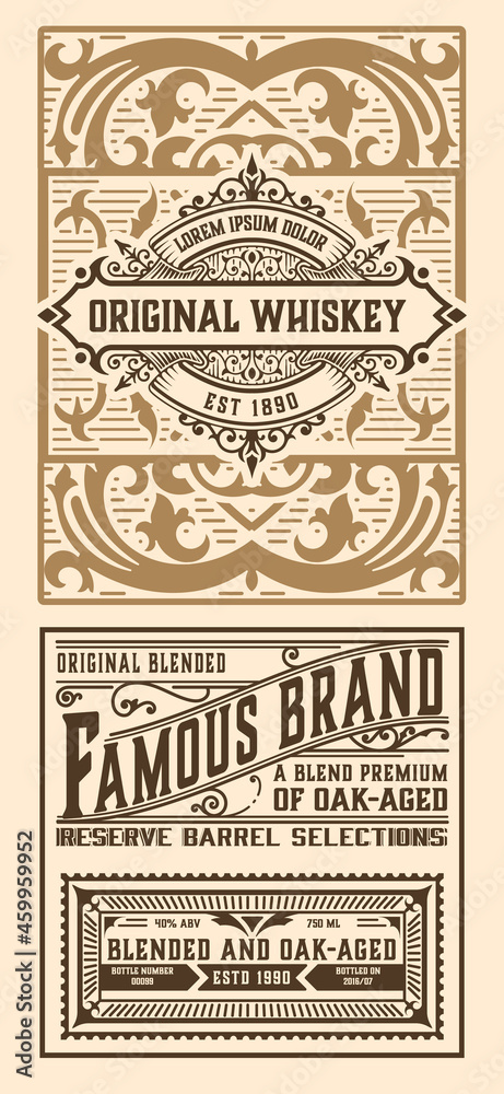 Obraz premium Whiskey label with old frames