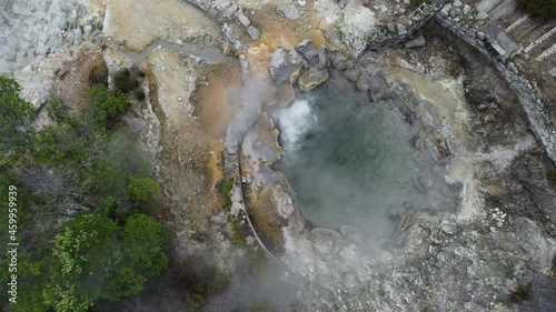 Volcanic geysers on the Portuguese island of Sao Miguel in the Azores, city Furnas, are used to cook a local specialty photo