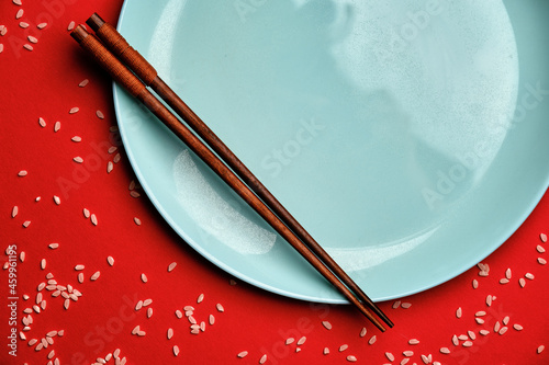 chopsticks and plate