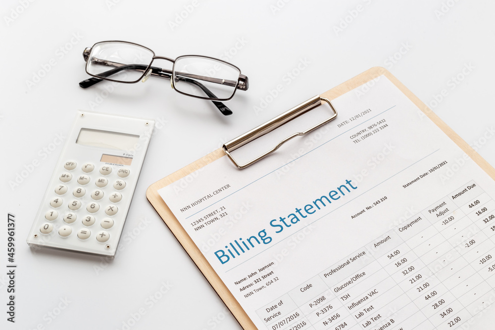 Medical billing statement from the hospital. Payment for health care service Medical billing statement from the hospital. Payment for health care service