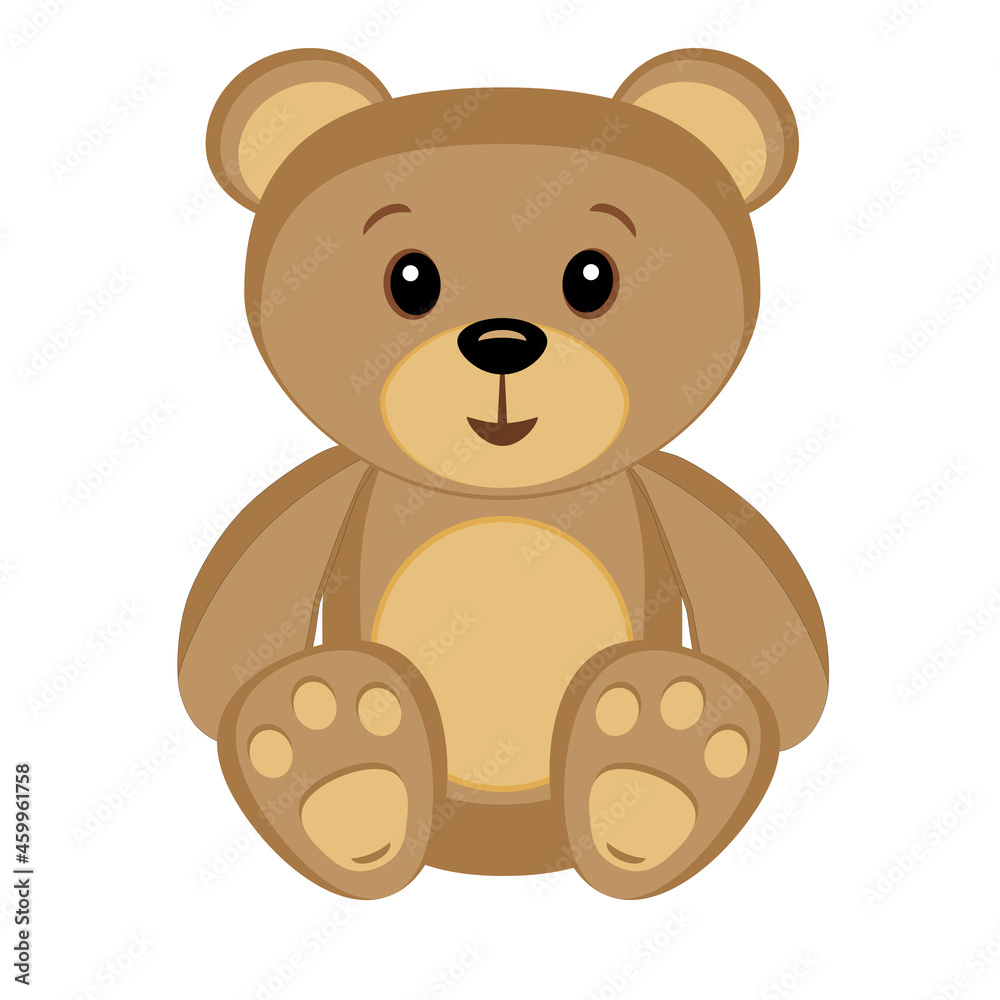 Toy bear, in a flat style. Isolated on white background vector illustration.