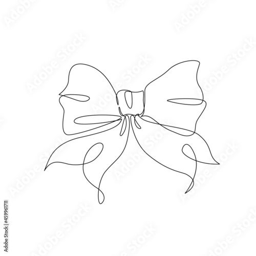 Elegant ribbon bow in continuous line drawing style.