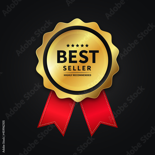 Elegant best seller award badge design. Quality label, sign, and symbol template