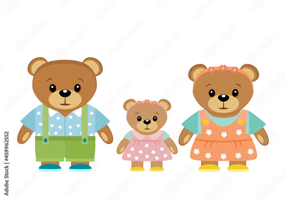 Teddy bears in flat style. Isolated on white background vector illustration. Teddy bears in flat style. Isolated on white background vector illustration.