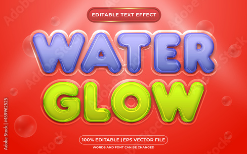 Water glow editable text effect liquid style