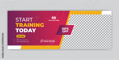 Fitness web banner design, social media cover design, fitness poster design