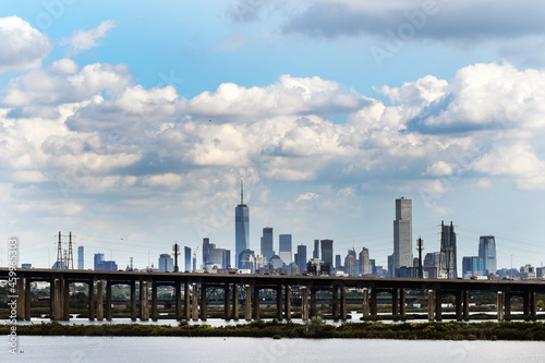 NYC skyline with bridge