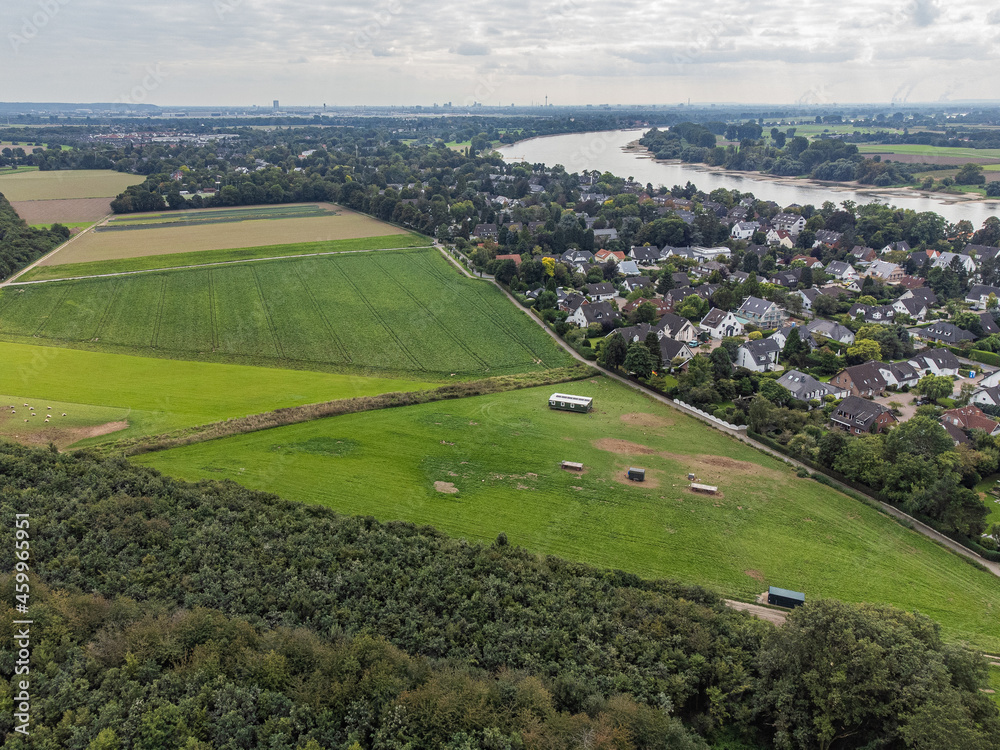 aerial view of the countryside with river Rhine