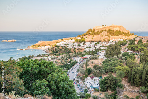 Fototapeta Naklejka Na Ścianę i Meble -  View of the white town of Lindos on Rhodes, Greece