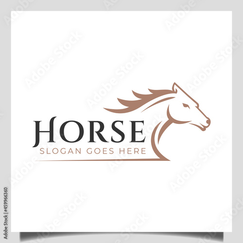 elegant simple line fast horse logo vector for sport running horse race logo design
