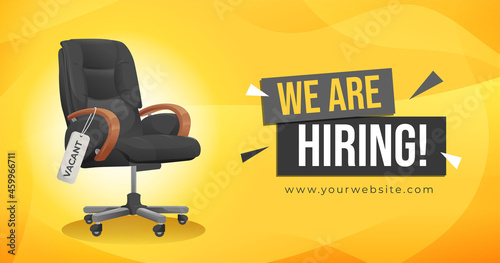 We Are Hiring With Vacant Chair Illustration Job Advertising Banner