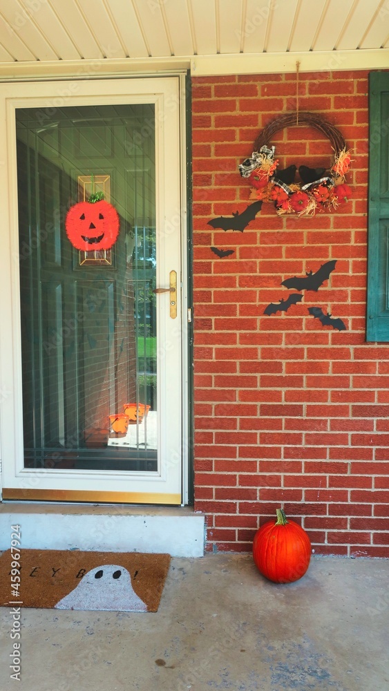 Halloween red brick house Stock Photo Adobe Stock