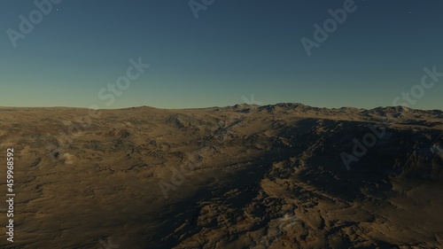 realistic surface of an alien planet  view from the surface of an exo-planet 3d illustration