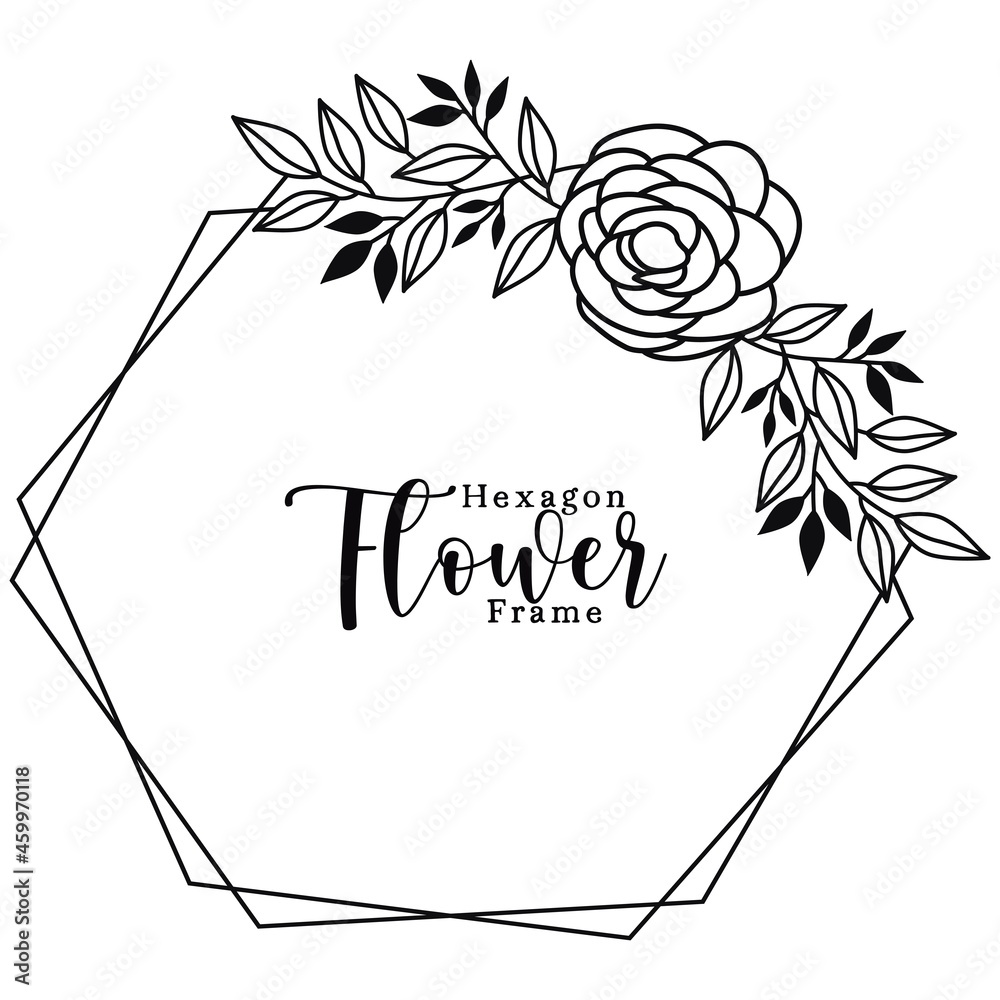 Flower Hexagon Frame Vector Stock Vector | Adobe Stock