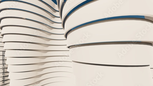 3d render futuristic architecture background white stripes of building facade