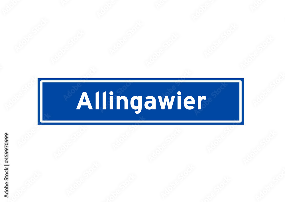 Allingawier isolated Dutch place name sign. City sign from the Netherlands.