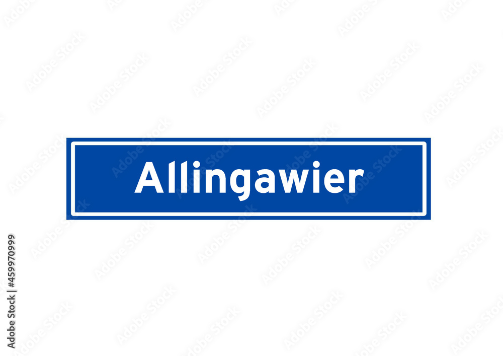Allingawier isolated Dutch place name sign. City sign from the Netherlands. Allingawier isolated Dutch place name sign. City sign from the Netherlands.