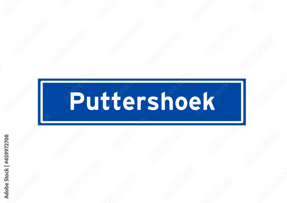 Puttershoek isolated Dutch place name sign. City sign from the Netherlands. Puttershoek isolated Dutch place name sign. City sign from the Netherlands.
