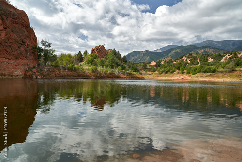 Scenic View of Red Rock Canyon National Park Lake and Mountains in Colorado Springs, Colorado 