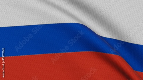Flag of Russia. Close-up of a flag flying in the wind. 3D rendering