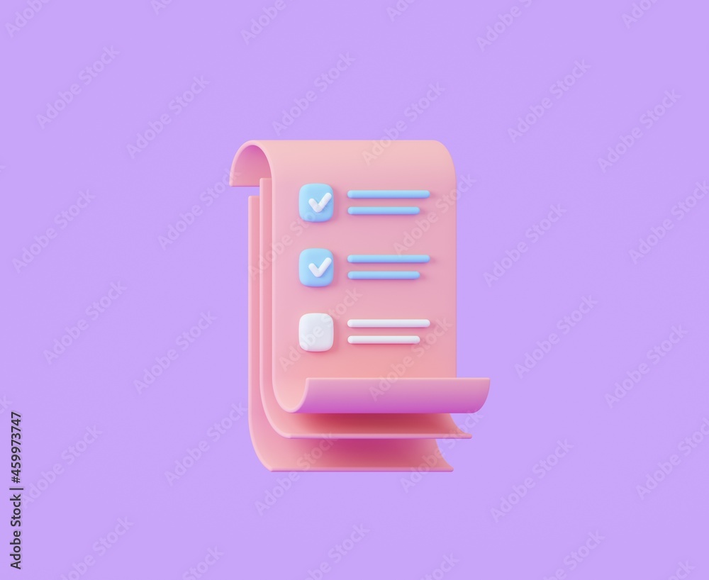 Checklist on violet background. 3d rendering. Checklist on violet background. 3d rendering.
