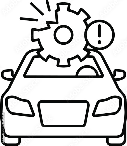 line vector icon, car accident, use of a faulty vehicle