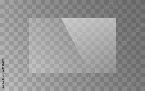 The vector png texture of rectangle glass plate, mirror, window isolated on transparent background