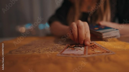 Fortune teller female hands and tarot cards