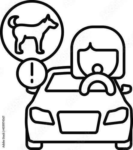 line vector icon  car accident  animals in the car