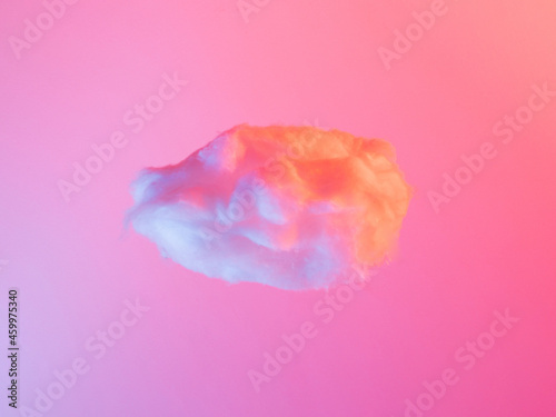 cloud with pink and blue neon lights. surrealism futuristic abstract modern art. creative concept. minimalism. copyspace.