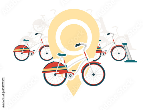 Rental bike gps navigation vector illustration on white background