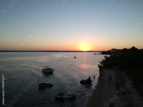 Sunset on the Vaza Barris river in Aracaju, Sergipe, Brazil photo