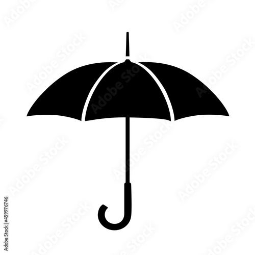 Umbrella, black flat icon . Isolated on white background vector illustration.