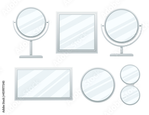Set of cosmetic mirrors vector illustration on white background