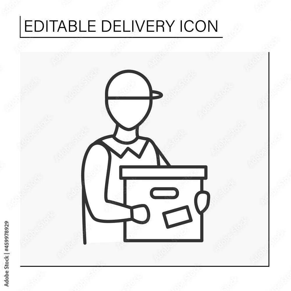 Courier line icon. Large parcel delivery from internet shops. Delivery service concept. Isolated vector illustration. Editable stroke Courier line icon. Large parcel delivery from internet shops. Delivery service concept. Isolated vector illustration. Editable stroke