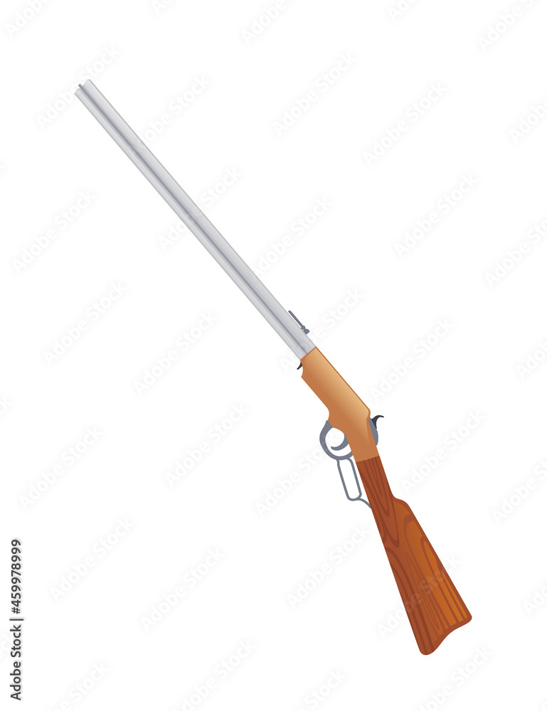 Lever rifle retro style USA weapon with classical design vector illustration on white background Lever rifle retro style USA weapon with classical design vector illustration on white background