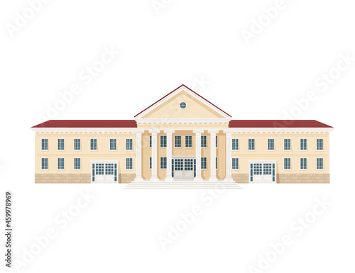 Beige color classic USA architecture government building with pillars and stairs vector illustration on white background