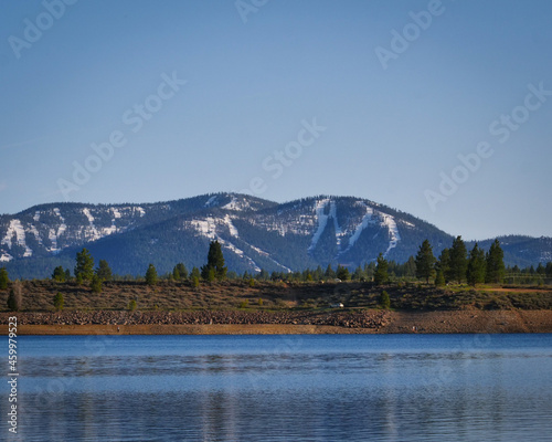 Northstar ski area in the background over Prosser Reservoir. 