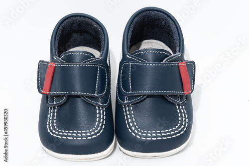 children's classic blue leather shoes. white background online product