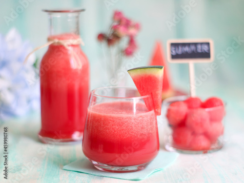 Tableau sur toile A refreshing watermelon juice, cold drink for summer