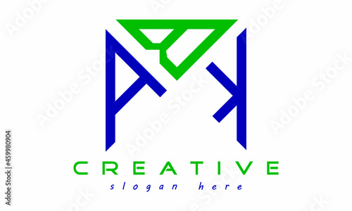 geometric monogram letters ABK logo design vector, business logo, icon shape logo, rectangle squire polygon letters modern unique minimalist creative logo design, vector template
