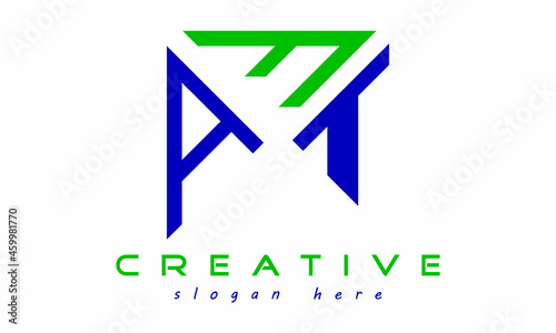 geometric monogram letters AFT logo design vector, business logo, icon shape logo, rectangle squire polygon letters modern unique minimalist creative logo design, vector template