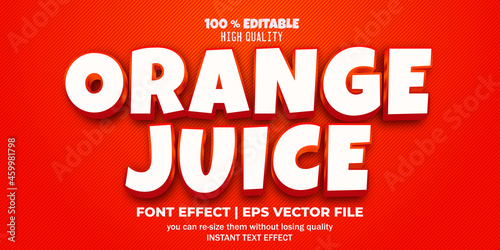 editable text effect orange juice style