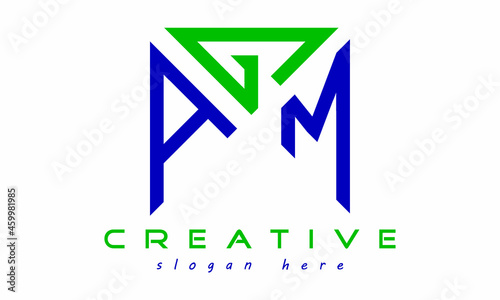 geometric monogram letters AGM logo design vector  business logo  icon shape logo  rectangle squire polygon letters modern unique minimalist creative logo design  vector template