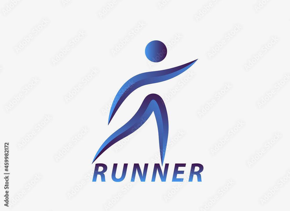 Runner logo illustration design in gradient style Runner logo illustration design in gradient style