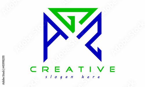 geometric monogram letters AGZ logo design vector, business logo, icon shape logo, rectangle squire polygon letters modern unique minimalist creative logo design, vector template