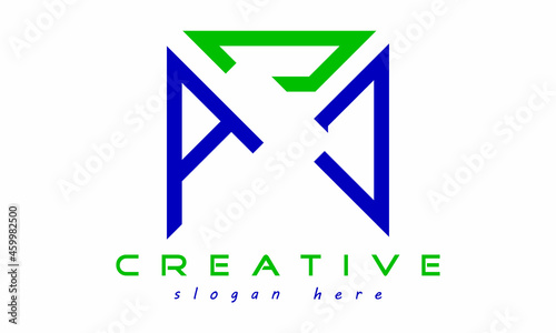 geometric monogram letters AJC logo design vector, business logo, icon shape logo, rectangle squire polygon letters modern unique minimalist creative logo design, vector template